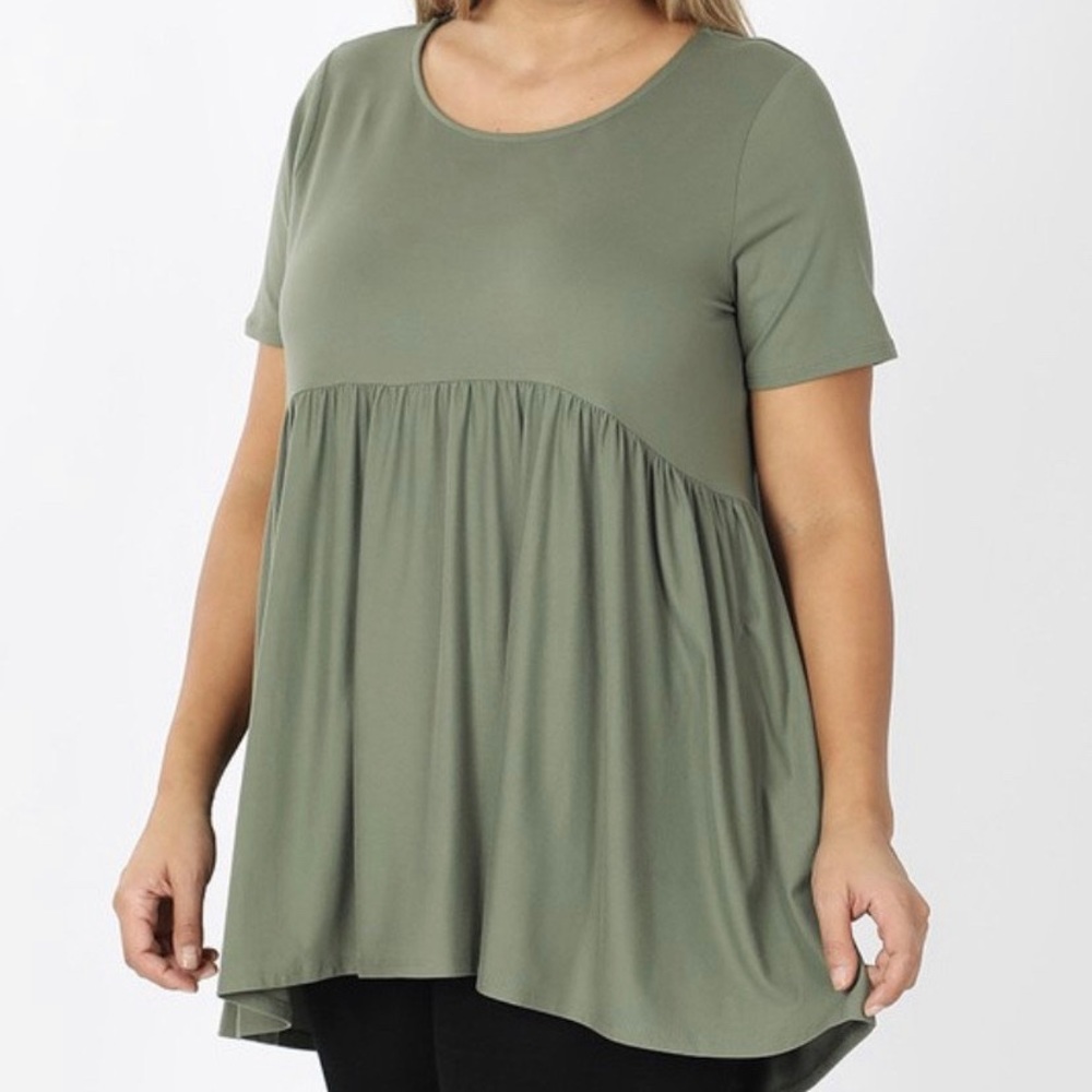 Olive Babydoll Top-Plus